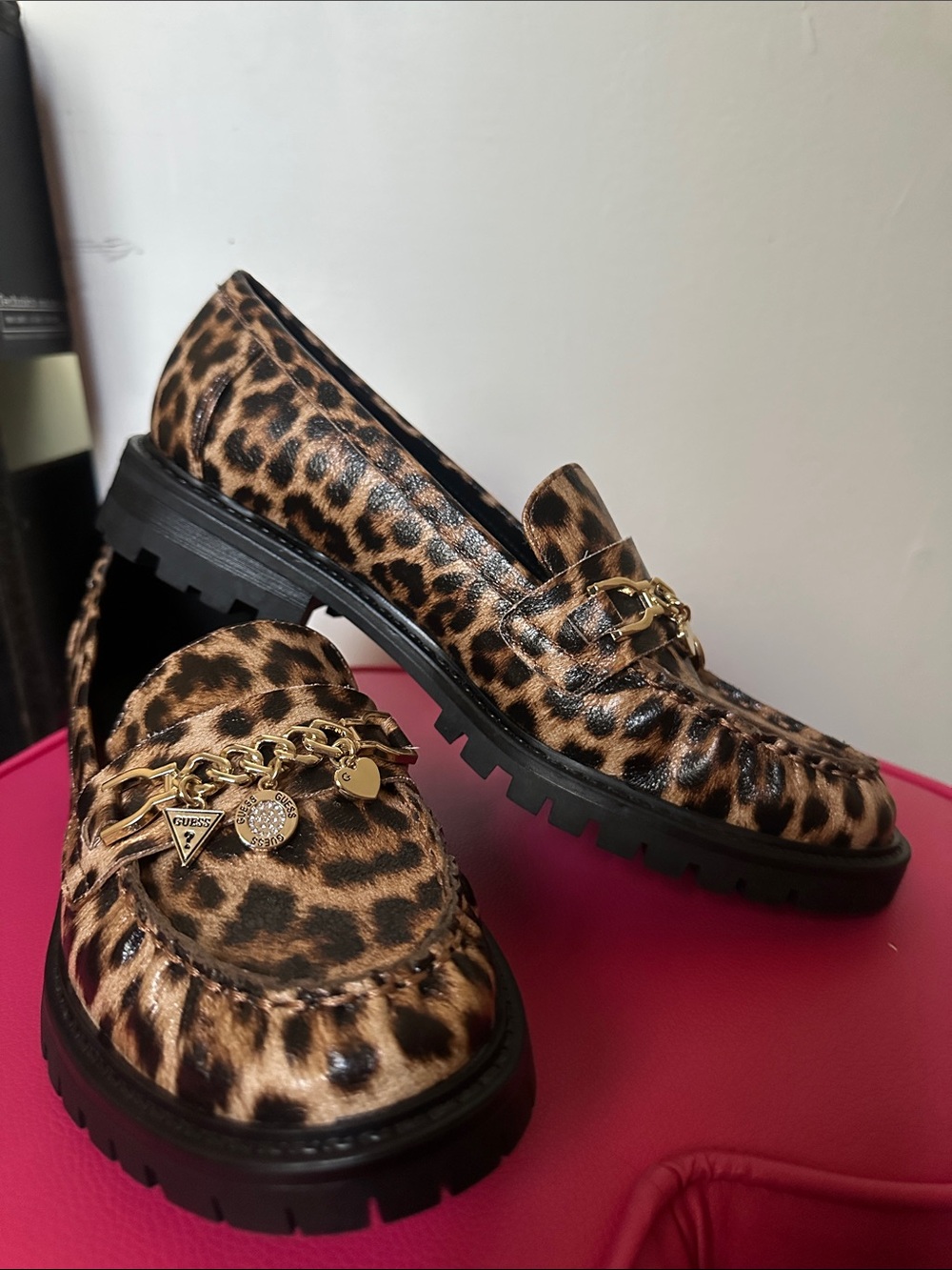 guess leopard print loafers